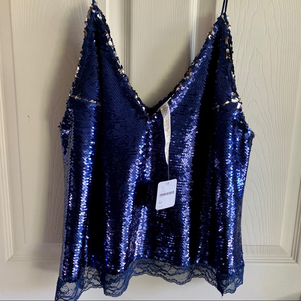 Free People Sequin Spaghetti Strap Top (M)